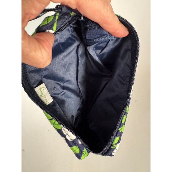 Vera Bradley Medium Cosmetic Bag In Navy & Green Floral Pattern - Picture 13 of 15